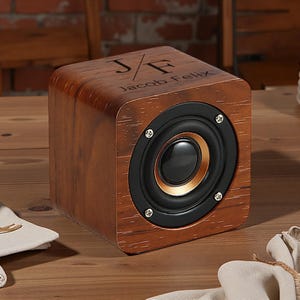 Personalized Bluetooth Speaker | Custom Engraved Wooden Mini Speaker | Portable Rechargeable Wireless Speaker | Groomsmen & Bridesmaid Gifts