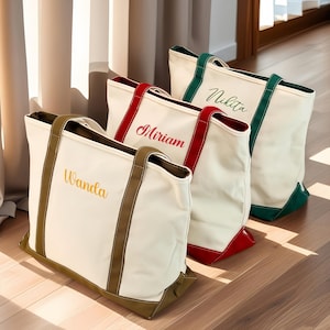 Personalized Embroidered Canvas Tote Bag: Custom Name Reusable Grocery Bag