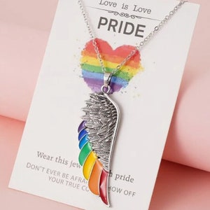 LGBT feather Rainbow pride  Necklace