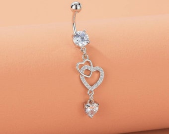Beautiful double heart navel / belly ring