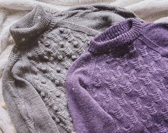 Knitting PDF pattern Sweetheart Lady sweater XS to XXXL, beginner friendly knitting tutorial, knit popcorn pattern, classic knitting jumper