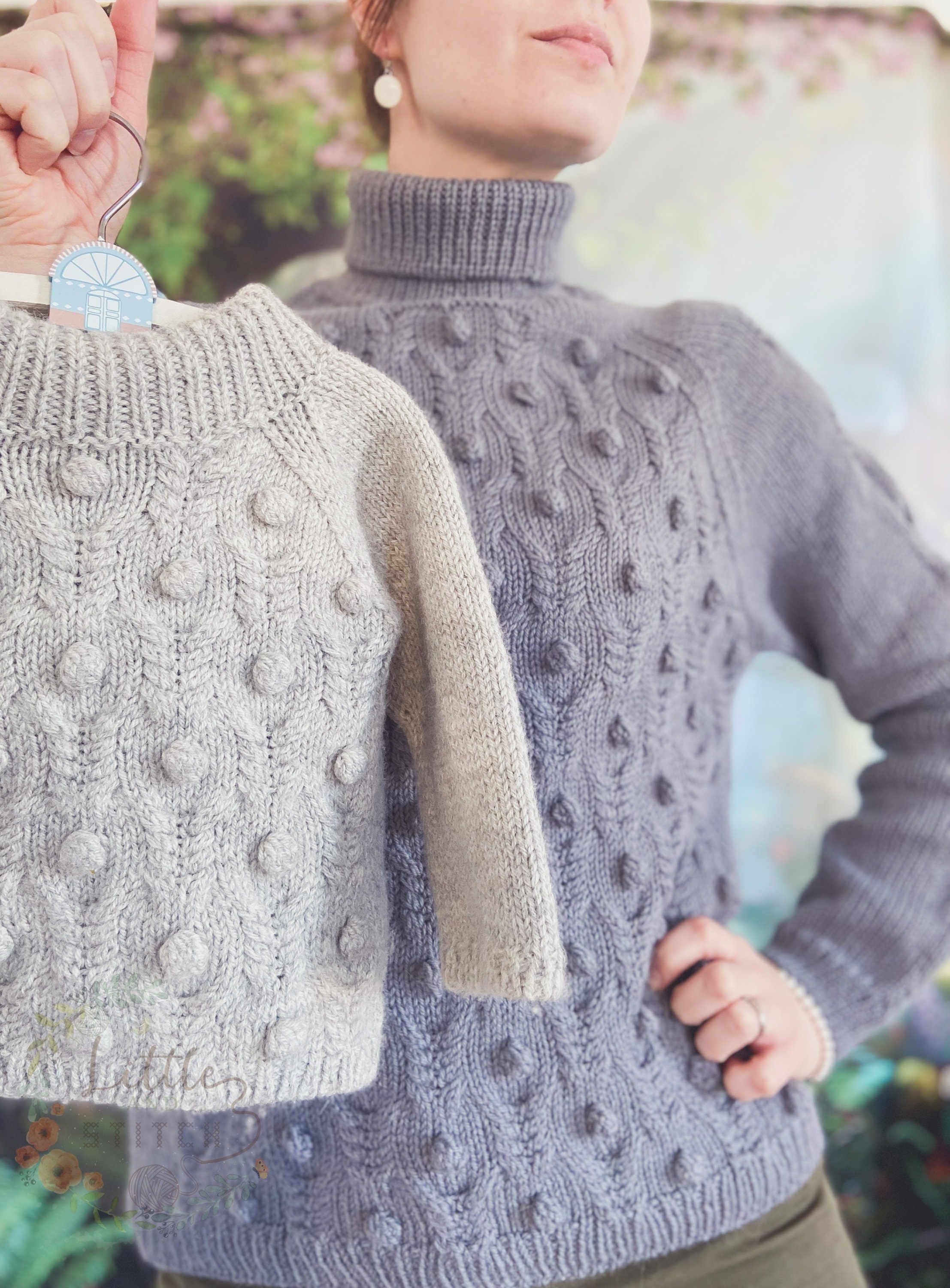 COMBO: Knitting Pattern PDF Mother Baby Matching Sweaters, Mom and
