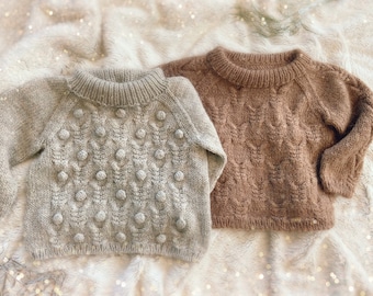 Strickmuster PDF Sweetheart Baby Pullover, Grösse 6 Monate bis 4 Jahre, Schritt für Schritt Strickanleitung mit Fotos, unisex gestrickt