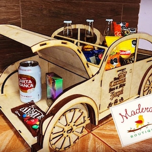 ビールとキャンディーの車 Bocho botanero ファイル 3 mm レーザー切断用 デジタル ベクトル ファイル形式 cdr、svg、ai、dxf、pdf。glowforge ファイル、cnc アート