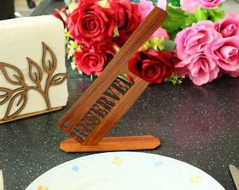 laser cut wooden reserved sign for table (3 mm), kitchenware, reserved table, cnc laser template, vectorial decoration | Digital files, art