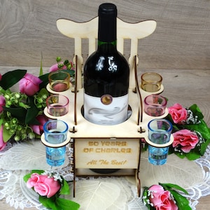 Customized "50 Years of Charles" Laser-Cut Drink Serving Trolley, Laser cut files SVG. Glowforge files cnc, art cnc, laser template