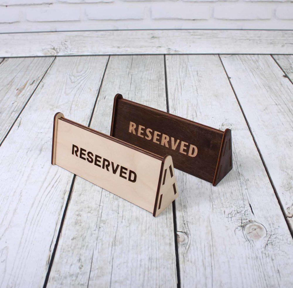Laser Cut Reserved Table Sign 3mm, kitchenware, reserved table, cnc laser template, vectorial decoration | Digital files, art files