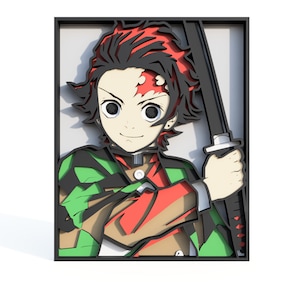 Tanjiro in gelaagde tafel voor wanddecoratie voor cnc-kunst - anime / decoratiefoto's voor otaku en strip / voor lasersnijden SVG DXF