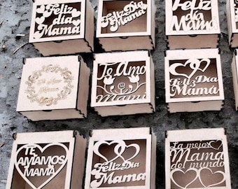 Laser geschnitten Muttertag dekorative Geschenkbox Vorlage digitale Dateien svg dxf ai pdf cdr