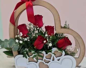 Flower basket, Laser cut file, cnc cut template for 3mm thickness, laser cut flower basket, gift for mom, glowforge stencils, Dxf, Svg, cdr