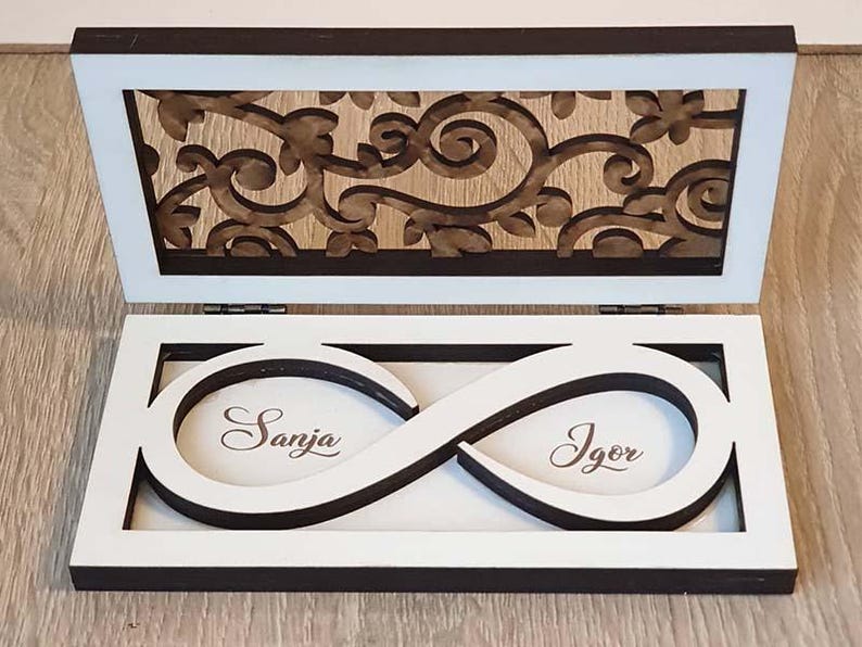 Laser Cut Wedding Couple Ring Box Wooden Engagement Ring Box, File in ...