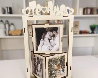 Customisable laser cut 3mm mdf rotating 'I love you' frame ai pdf cdr dxf svg