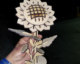 sunflower for laser cutting, wooden flower for cnc cutting - Dxf, Svg, Ai, Pdf, vector for cnc laser co2, glowforge files, wooden flowers