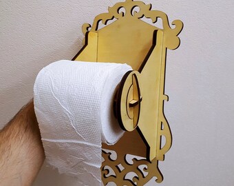Toilet paper holder for laser cutting, cnc cutting templates, toilet tissue wall decoration, laser cutting vectors