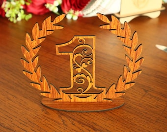 Decorative floral wreath number 1 for table numbers | Digital laser cut design, glowforge files, flowers for laser cutting, laser template