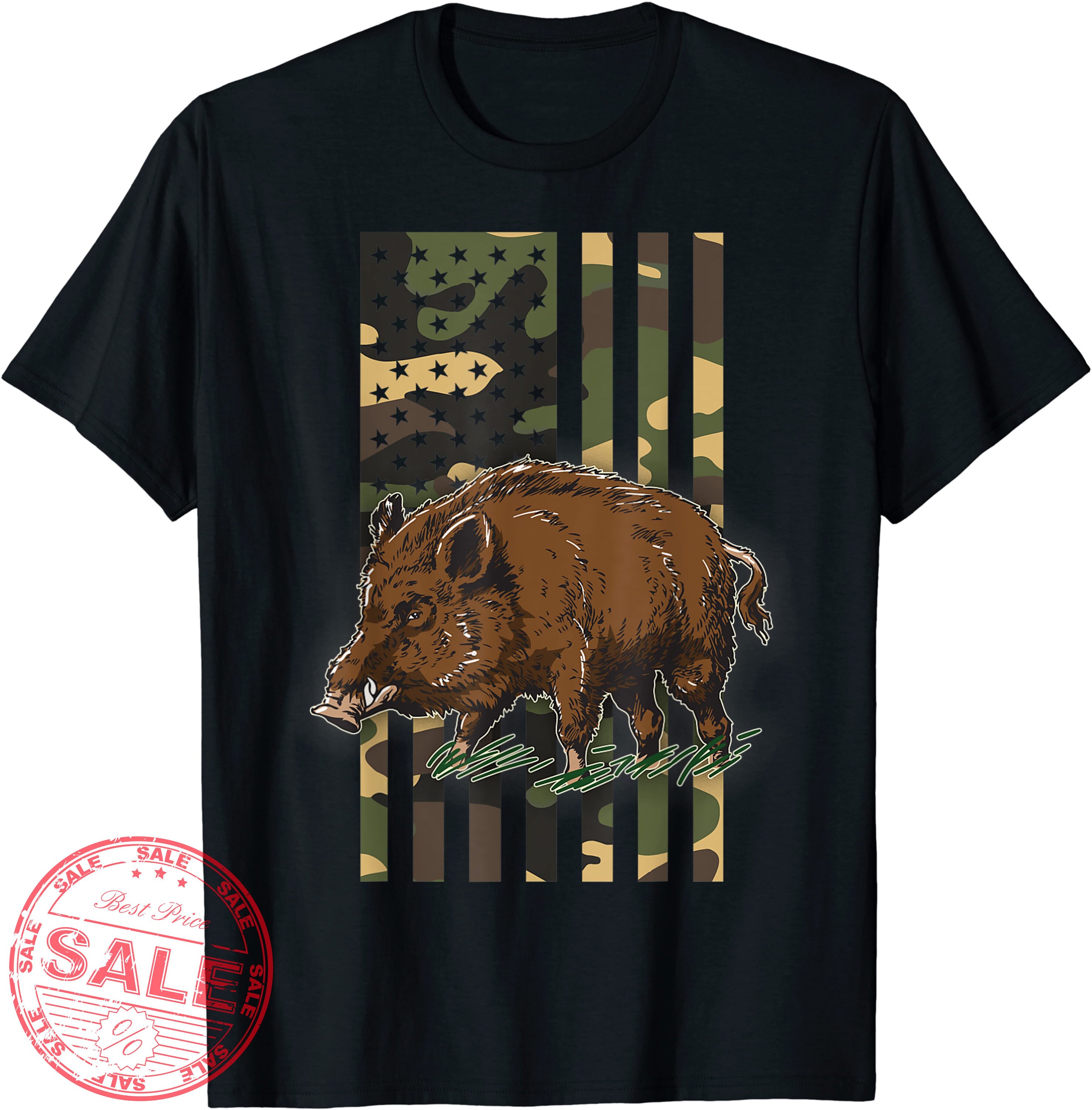 Boar Hunting Camo American Flag Hog Hunter T-Shirt | Etsy
