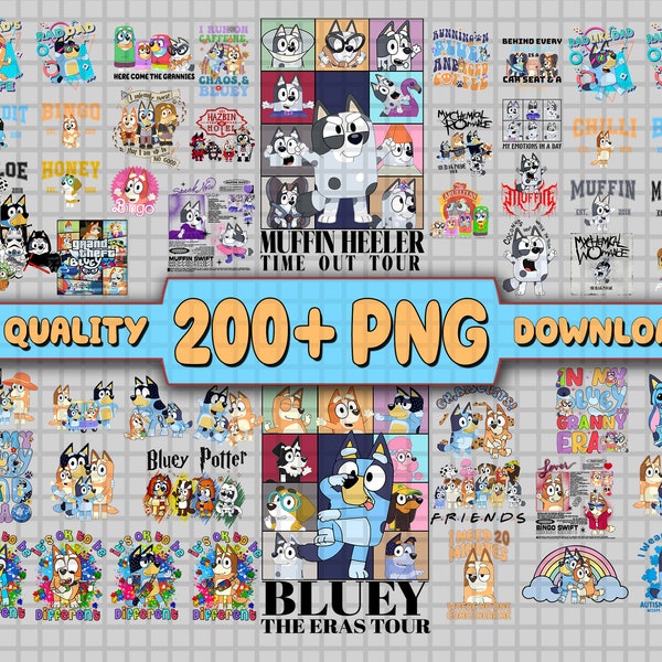 Mega 200+ Bluey Png Bundle | Blue Dog Birthday Png Bundle | Bluey Family PNG | Bluey Png | Bluey Bingo Png | Bluey Mom Png | Bluey Mufin PNG