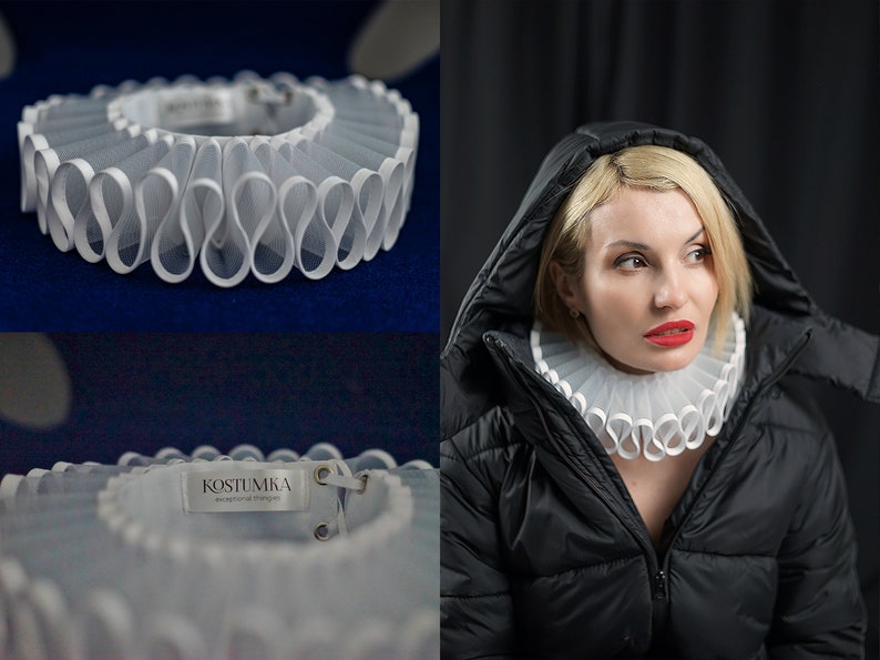 Elizabethan Neck Lace Collar - White Lace - Historical Tudor Ruffled ...