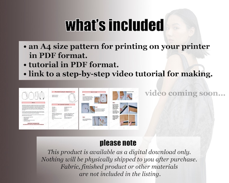 Basic Backpack - PDF Sewing Pattern and Tutorial - Step by Step Guide ...