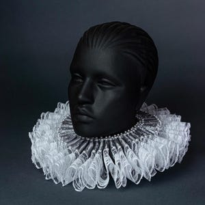 Elizabethan Neck Lace Collar - Silver ruff - Weiße Transparente Spitze - Historische Tudor rüschen gorguera- Renaissance Fraise - Pearl ruff