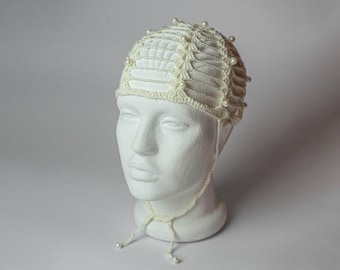 White crochet hat – minimalist boho – handmade headwear – light festival accessory – cozy knit – burning man style
