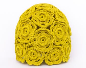 Knitted lace hat - Boho style outfit - Summer Headwear - Irish lace- Head Accessories - beanie hat -  Burning Man