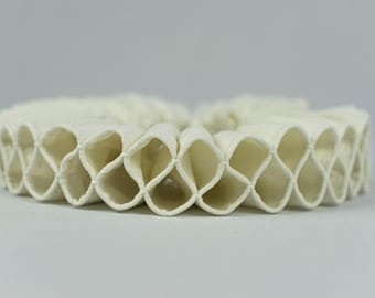 Ivory Elizabethan Neck Fabric Collar - Historical Tudor ruffled gorguera- Renaissance fraise - Barocco ruff