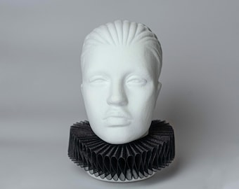 Elizabethan Neck Lace Collar - Black Transparent - Historical Tudor ruffled gorguera- Renaissance fraise - Barocco style