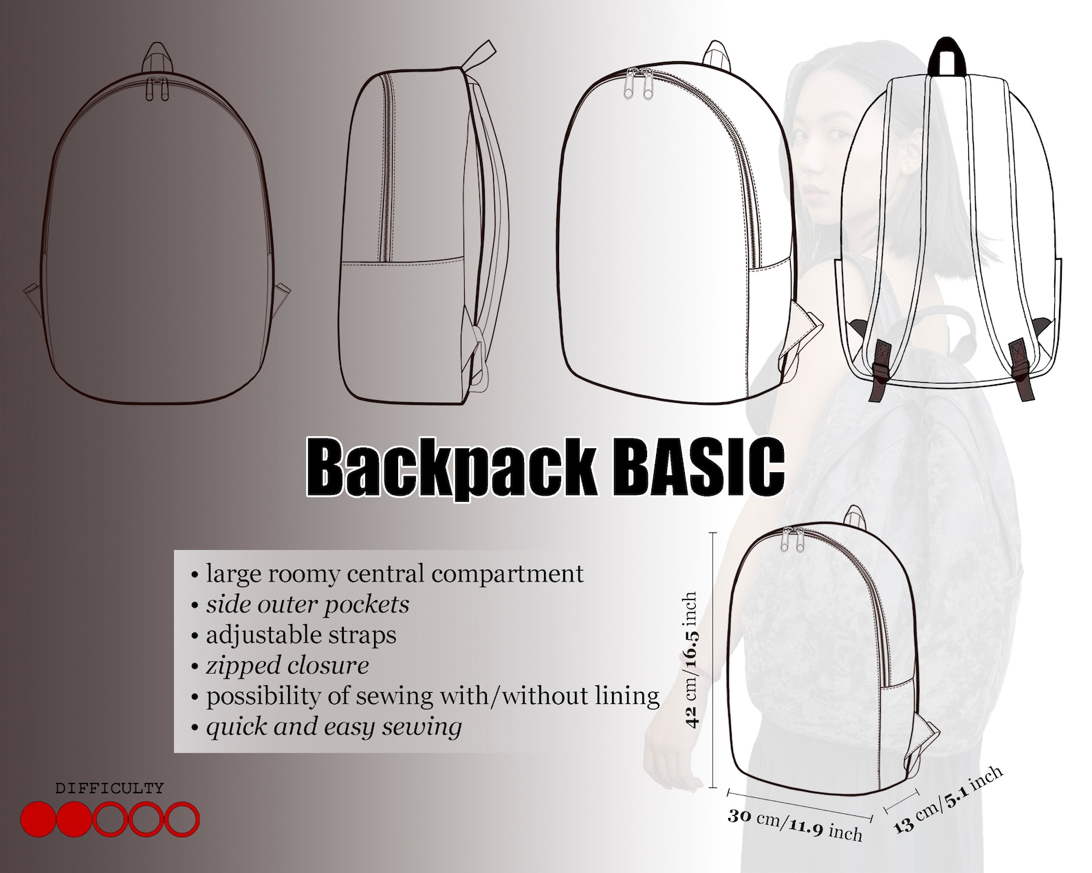 Basic Backpack - PDF Sewing Pattern and Tutorial - Step by Step Guide ...