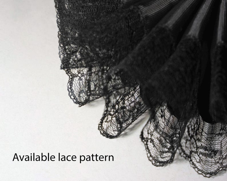 Elizabethan Neck Lace Collar - Black ruff - Historical Tudor ruffled gorguera- Renaissance fraise - Barocco ruff image 8