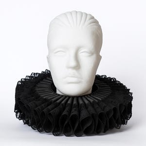 Elizabethan Neck Lace Collar - Black ruff - Historische Tudor rüschen gorguera- Renaissance fraise - Barocco ruff
