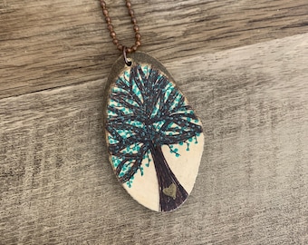 Enchanted Tree Necklace Sparkly Leaves