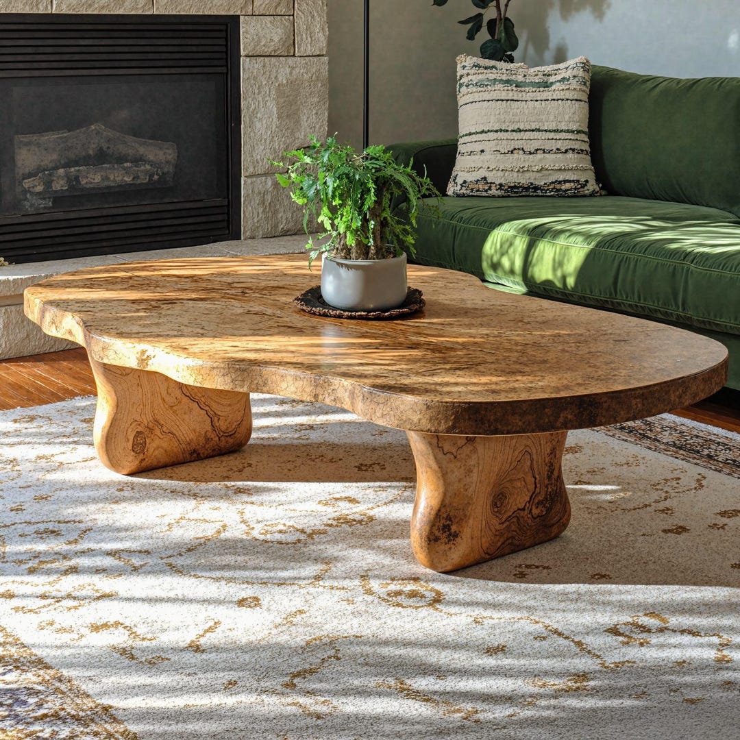 Modern Solid Wood Coffee Table Rustic Coffee Table Live Edge Farmhouse ...