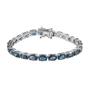 London Blue Topaz Tennis Bracelet in Platinum Over Sterling Silver Blue Topaz Gemstone, Women Bracelete, Personalized Gift, Gift for here image 4