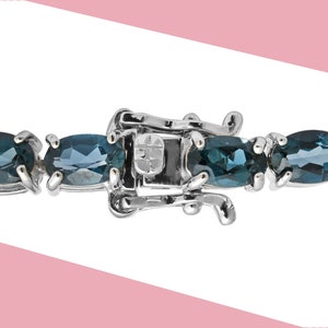 London Blue Topaz Tennis Bracelet in Platinum Over Sterling Silver Blue Topaz Gemstone, Women Bracelete, Personalized Gift, Gift for here image 5
