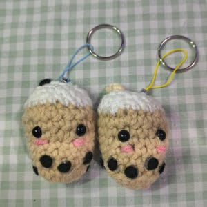 Crochet boba tea keychains