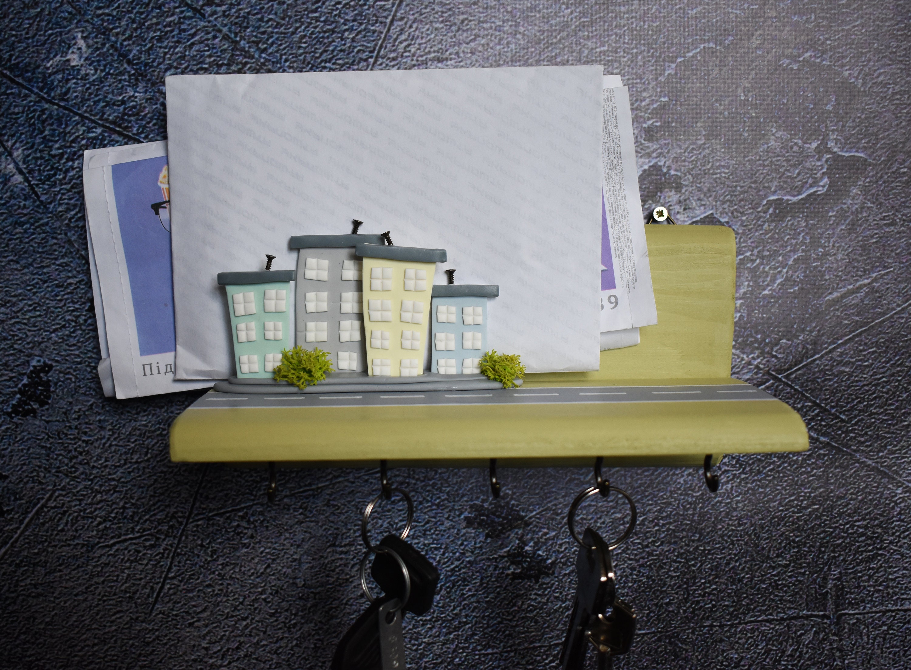 Key holder with shelf for wall Entryway key organizer Etsy