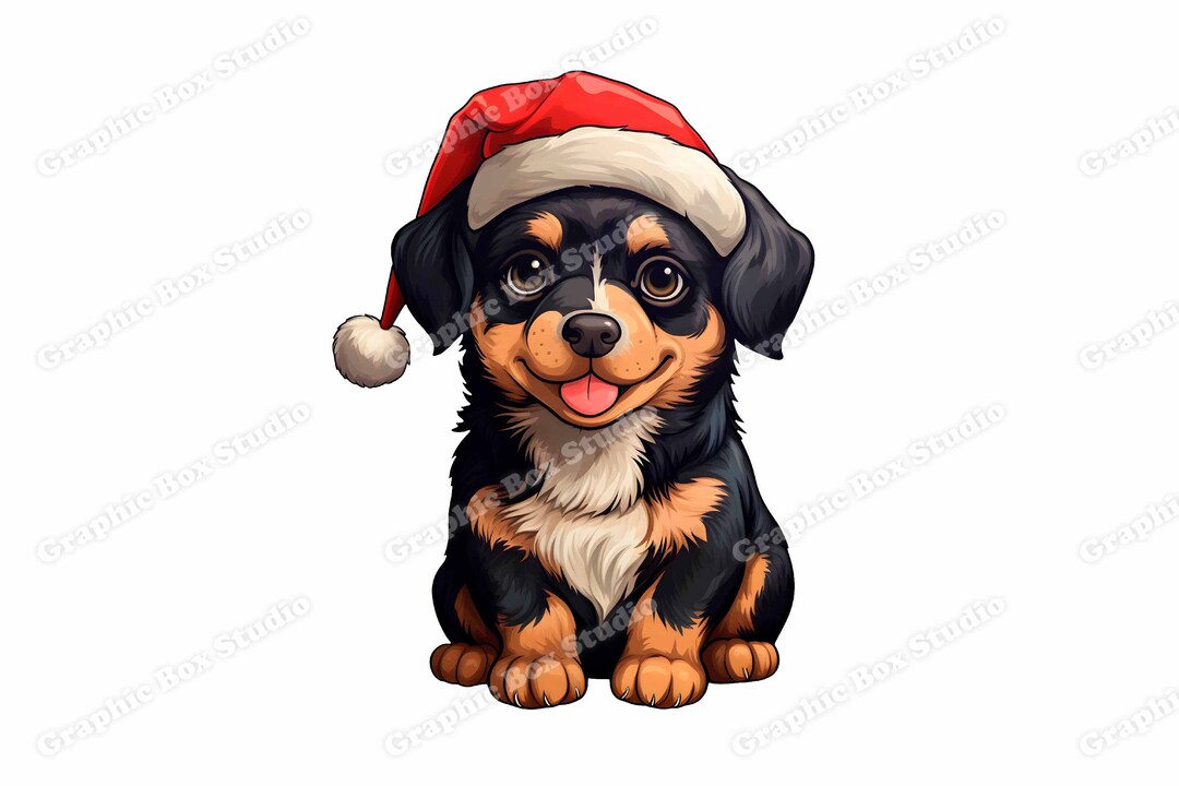 Sandicast Decorazione natalizia a forma di rottweiler con cappello di Babbo Natale