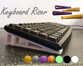 Our comfortable, ergonomic angled Keyboard Riser Feet / Stands - Includes rubber pads - Multiple Colours - 4 Sizes - 3D printed in PLA