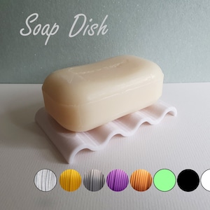 O So Simple Bathroom Sink / Bath Soap Dish Lots of Colours, 9cm by 6cm Wave Formation for Hygenic Drainage PLA. For small sinks. image 1