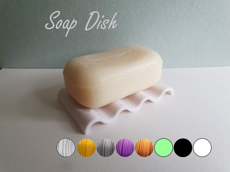 O So Simple Bathroom Sink / Bath Soap Dish Lots of Colours, 9cm by 6cm Wave Formation for Hygenic Drainage PLA. For small sinks. image 1