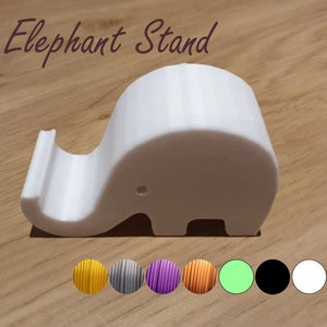 3D-printad elefanttelefon- eller liten surfplattahållare, praktiskt tillbehör till skrivbordet eller arbetsytan!