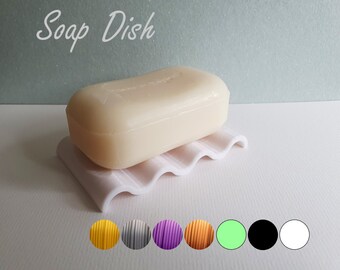 O So Simple Bathroom Sink / Bath Soap Dish - Lots of Colours, 9cm by 6cm - Wave Formation for Hygenic Drainage - PLA. For small sinks.