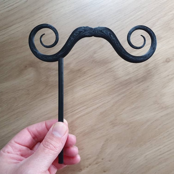 Moustache with handle - Oversized funny moustache - 3D Printed PLA