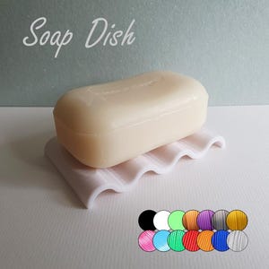 O So Simple Bathroom Sink / Bath Soap Dish - Lots of Colours, 9cm by 6cm - Wave Formation for Hygenic Drainage - PLA. For small sinks.