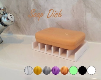 O So Simple Draining Bathroom Sink / Bath Soap Dish - White, 9cm by 6cm - PLA