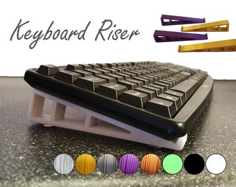 Our comfortable, ergonomic angled Keyboard Riser Feet / Stands - Includes rubber pads - Multiple Colours - 4 Sizes - 3D printed in PLA