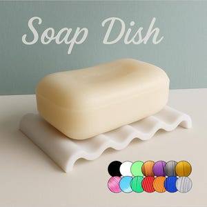 O So Simple Bathroom Sink / Bath Soap Dish - Lots of Colours, 9cm by 6cm - Wave Formation for Hygenic Drainage - PLA. For small sinks.