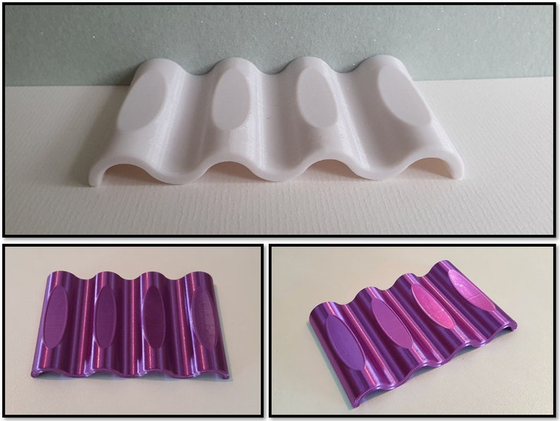 O So Simple Bathroom Sink / Bath Soap Dish Lots of Colours, 9cm by 6cm Wave Formation for Hygenic Drainage PLA. For small sinks. image 5