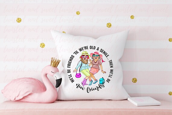 Old Senile Friends New Friends Pillow Cover ONLY